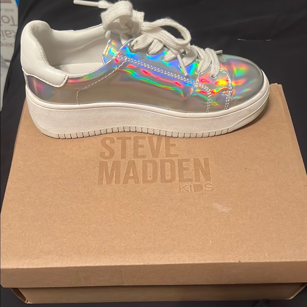 Steve Madden Silver White Sneakers with Chunky Sole